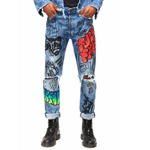 Jeantrix Hand Painter One of a Kind Graffiti Jeans
